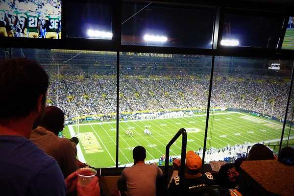 Lambeau Field – Luxury Suite (Skybox) Seating Views, Enjoying the Game!