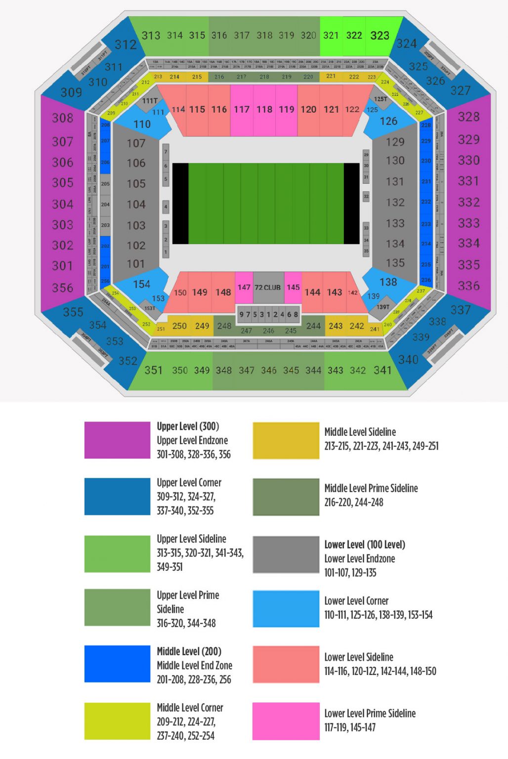 Super Bowl Generic Seat Chart With Upgrades Event USA